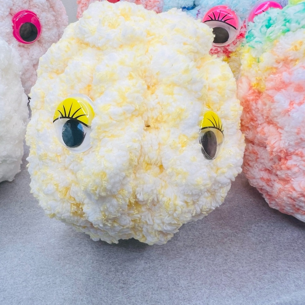 Yellow and White Fluffy Plush Toy